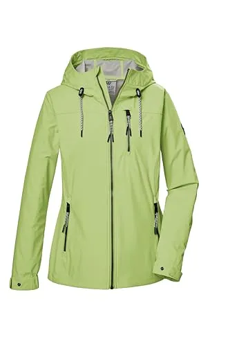 G.I.G.A. DX Damen Softshelljacke GS 74 WMN SFTSHLL JCKT - Funktionsjacke in hellem frühlingsgrün, winddicht und wasserabweisend mit umweltfreundlicher Imprägnierung und praktischen Zipper-Taschen für Outdoor-Abenteuer.