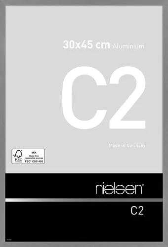 Nielsen Alurahmen C2 30x45 cm grau matt - Eleganter Hängerahmen in grau mit Klarglas, ideal für Ihre Kunstwerke. Perfekt für eine stilvolle Präsentation in jedem Raum.