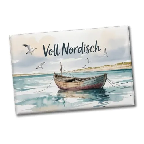 Voll Nordisch Souvenir Souvenir Magnet Nordsee Aquarell für Kühlschrank-Nostalgiker, lustiger Kunst-Spruch