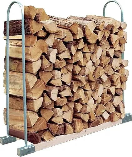 Trend Line Kaminholzstapelhilfe 150cm - Praktische Holzlagerlösung - Aschesauger und Holzlager, feuerverzinktes Metall für ordentliche Kaminholzaufbewahrung, variable Breite durch verschiedene Kanthölzer.
