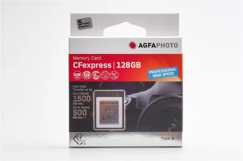 AgfaPhoto 128GB CFexpress Memory Card 500MBs/1500MBs - Speicherkarten mit ultraschneller Lese- und Schreibgeschwindigkeit von bis zu 1500MB/s, ideal für professionelle Foto- und Videoproduktionen.