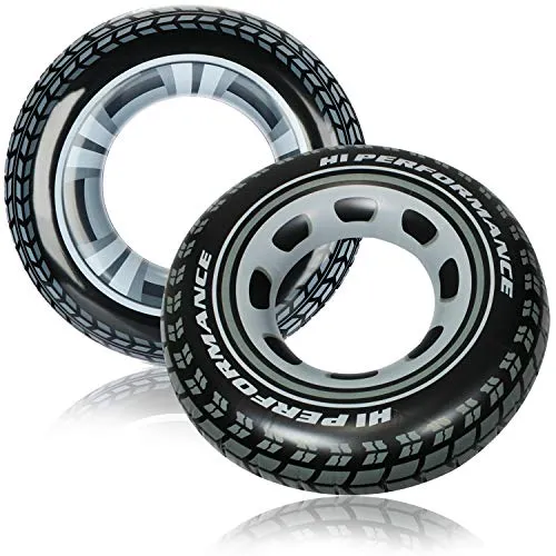 com-four® 2X Aufblasbarer Schwimmreifen im Reifen Design - Schwimmring für Jugendliche und Erwachsene [Auswahl variiert]