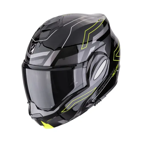 Scorpion Exo-Tech Evo CONQUER Motorradhelm in Schwarz Neon Gelb, Gr. L 58/59 - Motorradhelm mit ECE-P/J Locking System, Speedview Sonnenblende und inklusive Pinlock für optimalen Komfort und Sicherheit.