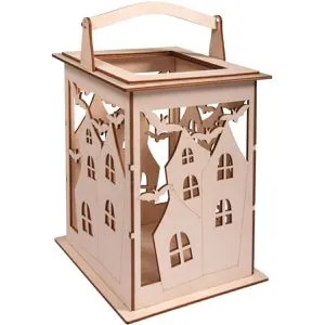 Rayher Laterne 62895505, Holzlaterne Fledermaus, braun, indoor, aus Holz, 26,5cm