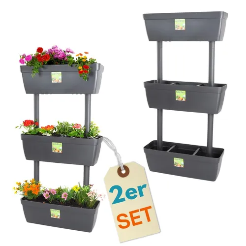 Produktbild 2x 3er Set Pflanzkübel mit Sichtschutz