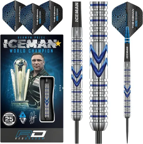 TARGET DARTS Gerwyn Price Iceman Midnight Edition Steeltip Dart 25g - Darts für Erwachsene, ideal für präzises Spiel mit scharfen Spitzen – perfekt für ambitionierte Spieler!