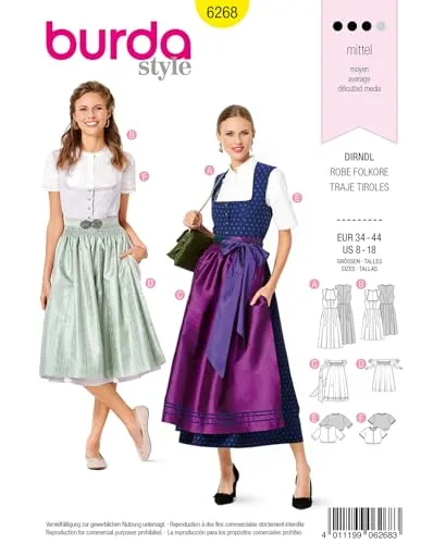Produktbild Burda Style Schnittmuster #6268 Damen Dirndl mit Bluse und Schürze