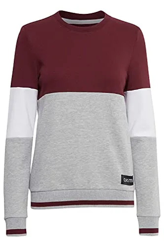OXMO OXOmaya Damen Sweatshirt Pullover mit Rundhalsausschnitt, Größe: XXL, Farbe: Wine Red