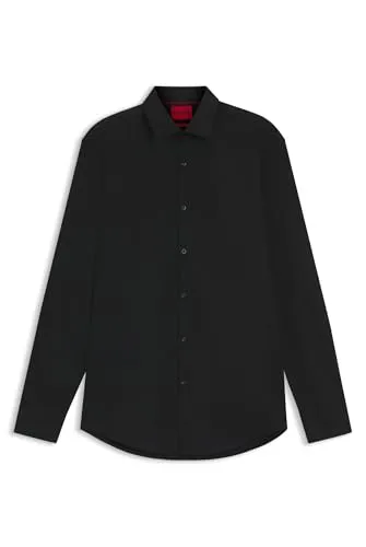 HUGO Slim Fit Business-Hemd 'Jenno' in Black, Größe 44 - Business- & Abendmode für Herren, schmaler Schnitt aus reiner Baumwolle für ein angenehmes Tragegefühl, ideal für stilbewusste Männer.