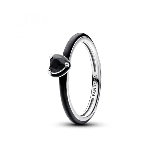 PANDORA ME Schwarzes Chakra Herz Ring aus Sterling-Silber in schwarz von Pandora