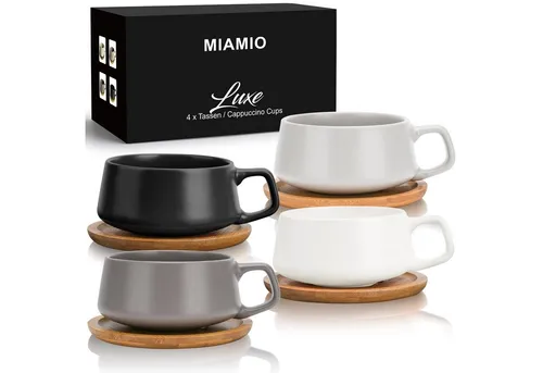 MIAMIO Luxe Kaffeetassen Set 4 x 320 ml in grau von MiaMio
