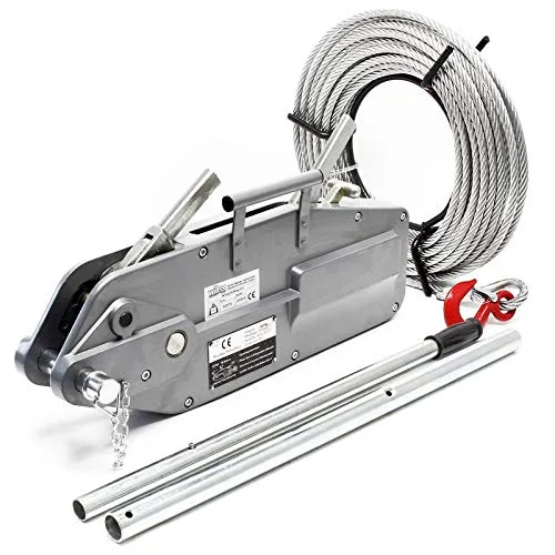Seilzug 3200kg Greifzug 20m Drahtseil - Hebelzug mit max. Traglast von 3200 kg, gefertigt aus robustem Aluminium und Stahl, ideal für schwere Hebe- und Zugarbeiten.