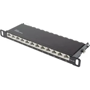Good-Connections Patchpanel GC-N0133, Cat 6A, 12 Ports - Netzwerkadapter für 10 Zoll Geräteschränke, robustes Metallgehäuse mit STP geschirmten Steckplätzen, unterstützt PoE und PoE+, einfache Installation dank LSA-Leisten.