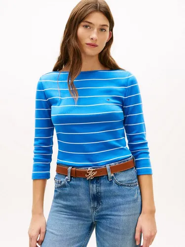 Tommy Hilfiger Damen Slim Cody Boat-Nk 3/4Slv Ww0Ww40589, Blau, XS - Elegantes Tommy Hilfiger Damen-Shirt im Slim-Fit, ideal für einen modischen Look. Hergestellt aus hochwertigen Materialien für besten Tragekomfort.