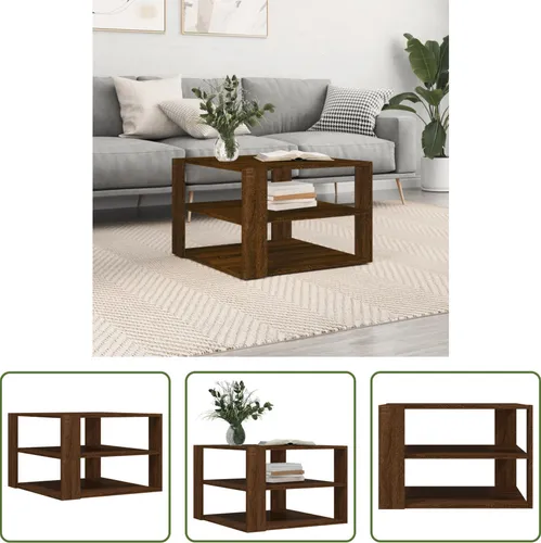 The Living Store Couchtisch Braun Eichen-Optik 59,5x59,5x40 cm