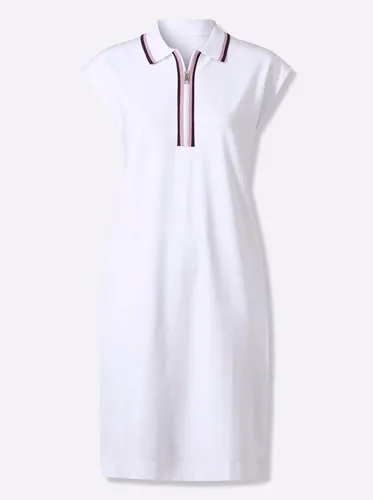 heine Jerseykleid Ärmellos mit Polokragen in weiß von Heine