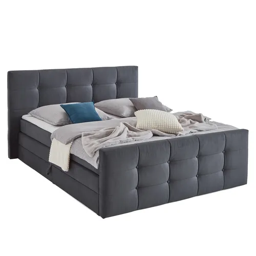 Boxspringbett dunkelgrau 180x200 cm mit Topper von Roller