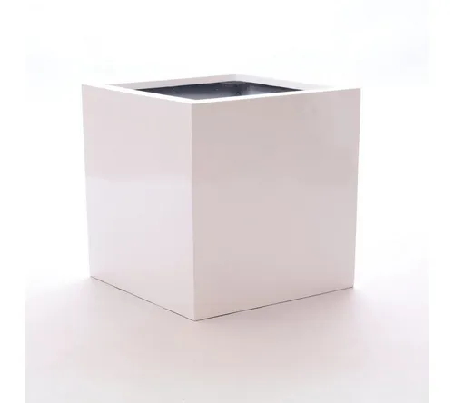 Elegant Einrichten Pflanzkübel Fiberglas quadratisch 38x38x38cm hochglanz weiß (1 St)