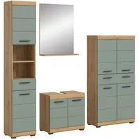 Mid.you Badezimmer Set in Salbeigrün - 4-teiliges Badmöbel-Set mit 6 Fächern und 2 Schubladen, aus FSC-zertifiziertem Kunststoff – ideal für ein stilvolles und funktionales Badezimmer.