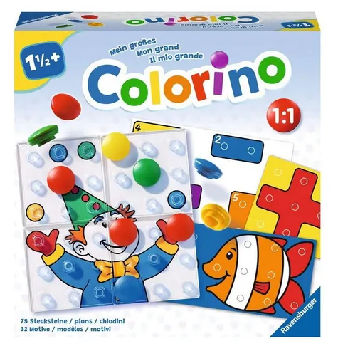 Ravensburger 20959 Mein großes Colorino - Mitwachsendes Lernspiel für Kinder ab 1,5 Jahren - Gesellschaftsspiel mit über 30 mitwachsenden Motiven, ideal zum spielerischen Lernen von Farben und Formen. Fördert Feinmotorik und Kreativität bei Kleinkindern.