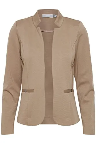 fransa FRCEDILAN Damen BlazerKurzblazer Jacke Stehkragen ohne Knopfleiste Taschen mit Druckknopf, Größe:L, Farbe:Pine Bark (171410)
