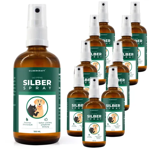 SILBERKRAFT Kolloidales Silberspray für Haustiere - Sanfte Pflege für empfindliche Tierhaut: Das kolloidale Silberspray beruhigt Hautirritationen und sorgt für hygienische Frische. Ideal für die tägliche Anwendung bei Juckreiz und unangenehmen Gerüchen.