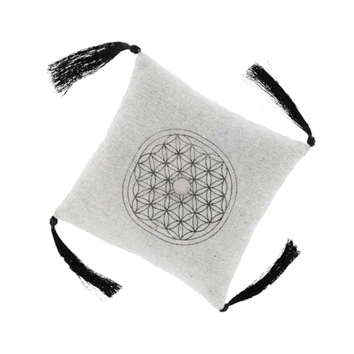 NKlaus 15cm Klangschalenkissen mit Quasten – Quadratisch, hellgrau, stilvoll designt, perfekt für Klangschalen und spirituelle Zeremonien, sorgt für stabile und harmonische Klänge 16544
