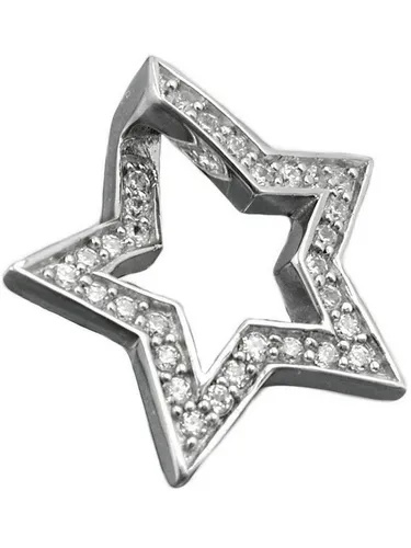 Gallay Kettenanhänger Stern mit Zirkonias, 20mm, Silber 925 - Eleganter 20mm Stern-Kettenanhänger aus rhodiniertem Silber 925 mit funkelnden Zirkonias. Ideal für stilvolle Akzente und individuelle Gravuren.