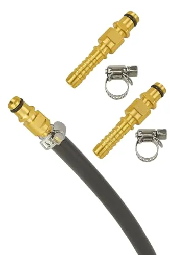2x Hochdruck-Schlauch Reparatur-Set kompatibel mit Kärcher K2–K7 – Quick-Connect Anschluss aus Messing inkl. Schlauchschelle – zum Nachrüsten und Reparieren von HD-Schläuchen