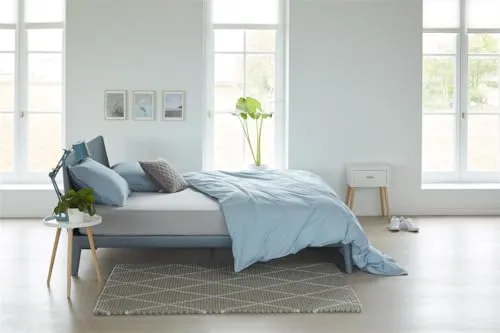 Beddinghouse - Spannbettlaken für Topper mit Split - 200x200/220 - Hellgrau