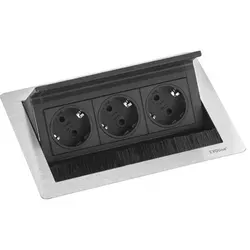 Schulte EVOline Flip Top Push S 3xSchuko Edelstahl - Steckdosen & Zubehör mit 3-fach Schuko Steckdose, ideal für den Einbau in Arbeitsplatten von 10 bis 50 mm, praktische Push-Funktion für einfachen Zugang.