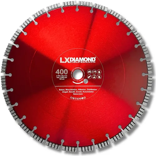 LXDIAMOND Diamant-Trennscheibe 400mm x 25,4 Granit Naturstein Stahl-Beton Basalt