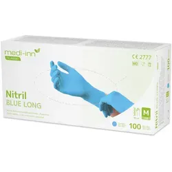 Medi-Inn Nitril blue long Einmalhandschuhe, blau, puderfrei M / 100 Stück