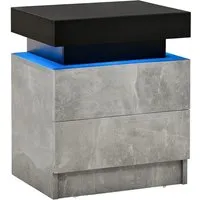 Costway Nachttisch LED mit 2 Schubladen – Grau