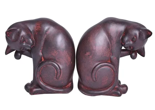 Dekofigur Katzenfigur Buchstützen Kitten Kätzchen Tierskulptur Landhaus Katze