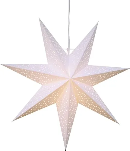 Weihnachtsstern Dot von Star Trading, 3D Papierstern Weihnachten in Weiß, Dekostern zum Aufhängen mit Kabel, E14 Fassung, Ø: 54 cm