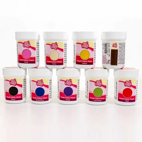 Funcakes Pastefarben Set 9x 30g incl Braun Paste Lebensmittel Gel Farbe Fondant