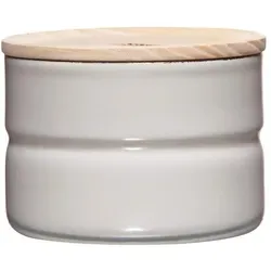 Riess Vorratsdose Light Grey mit Holzdeckel Ø8 230ml - Frischhaltedosen, luftdicht verschlossen mit hochwertigem Eschenholzdeckel und antibakteriellen Eigenschaften für gesunde Aufbewahrung.