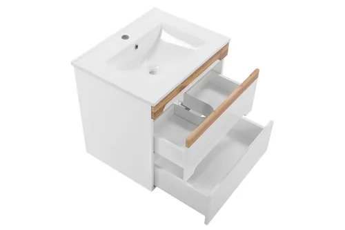 Waschbecken Waschtisch Unterschrank 60cm mit Keramik Becken