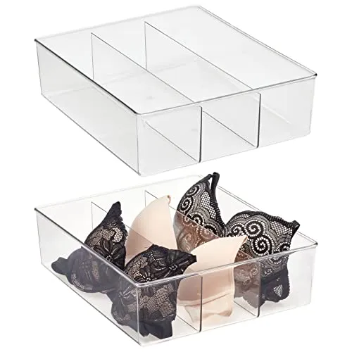 mDesign Aufbewahrungssystem 2er Set mit 3 Fächern - Praktische Aufbewahrungsbox für Fashion Accessoires – ideal zur Organisation von Unterwäsche, Schals und mehr. Aus langlebigem, BPA-freiem Kunststoff, vielseitig einsetzbar in jedem Raum.