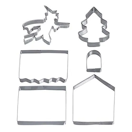 Westmark Ausstechformen-Set, Verschiedene Motive, Rostfreier Edelstahl, Knusperhäuschen, mit Rezeptheft, 6-tlg., Silber, 31992260