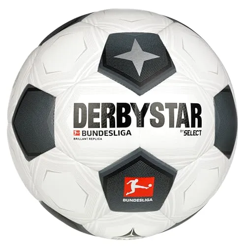 Derbystar Fussball Bundesliga Brilliant Replica Classic v23 - Freizeitball Größe 5 - Bälle Fun Sports - Dual Bonded mit weichem Ballkontakt, ideal für Freizeitspieler und offizieller Replica des Bundesliga Brillant APS 2023/24.