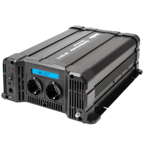 12 V auf 230 V Sinus Wechselrichter 1500 W – Reiner Sinus, KFZ‑geeignet, USB & Schuko, perfekt für Wohnmobil, Boot, Camping & Solar‑Systeme | BaSBa BW‑1500‑12