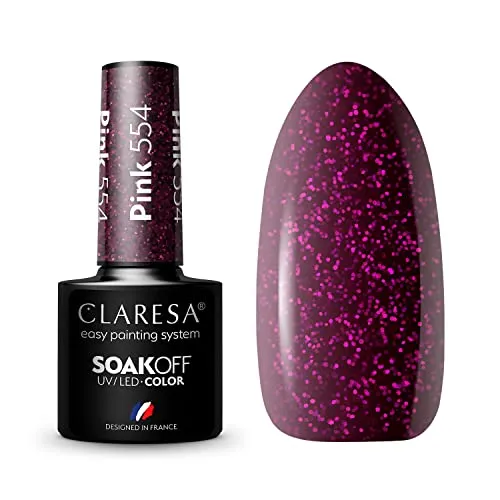 Claresa UV LED Nagellack Collection Hybrid Maniküre Soak Off Nail Polish, Farbe Rosa, Nr 554, 5ml