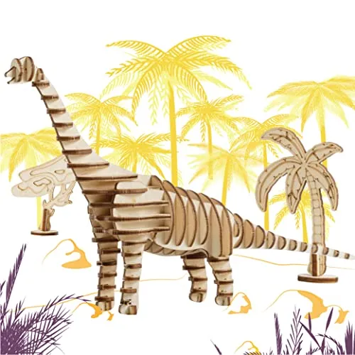 qollorette 3D Holzpuzzle Bastelset, Knobelspiele Für Kinder, Teenager, Erwachsene Holzpuzzle Dinosaurier Baukasten, 3D Puzzle Dino Spielzeug - Puzzle Zimmer Deko