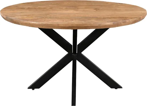 Livingfurn Esstisch Jesper Rund 140 cm – Mangoholz und Stahl - Eleganter runder Esstisch aus hochwertigem Mangoholz und stabilem Stahlgestell. Ideal für gesellige Abende mit Familie und Freunden. Maße: 140 x 140 x 78 cm.