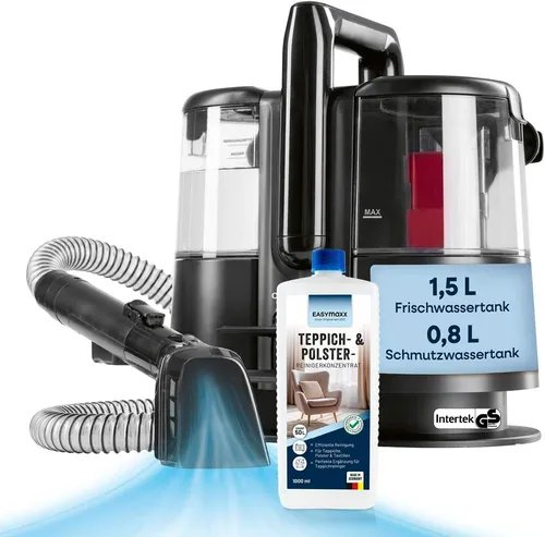 CLEANmaxx Pro Polsterreiniger 400W | leistungsstarker Waschsauger für Teppiche & Polster - Der CLEANmaxx Pro Polsterreiniger mit 400W und 13 kPa Saugkraft entfernt hartnäckige Flecken mühelos. Ideal für Teppiche, Sofas und Autositze. Inkl. Teppichshampoo für optimale Reinigungsergebnisse!