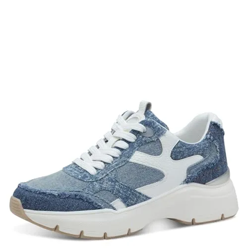 TAMARIS Keilsneaker für Damen, Gr. 40, blau - Sportliche Keilsneaker von TAMARIS aus Textil und Lederimitat, mit 5,5 cm Absatzhöhe und kontrastfarbenen Details. Ideal für Freizeit und bequemes Tragen.