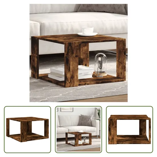 The Living Store Couchtisch Räuchereiche 51,5x51,5x30 cm Holzwerkstoff