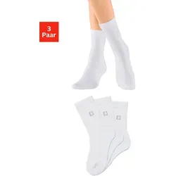 Socken ELBSAND, Damen, Gr. 39-42, weiß (3x weiß), Baumwolle, Elasthan, Polyamid, unifarben, normal, Socken Socken, mit Frottee und eingestricktem Markenlogo
